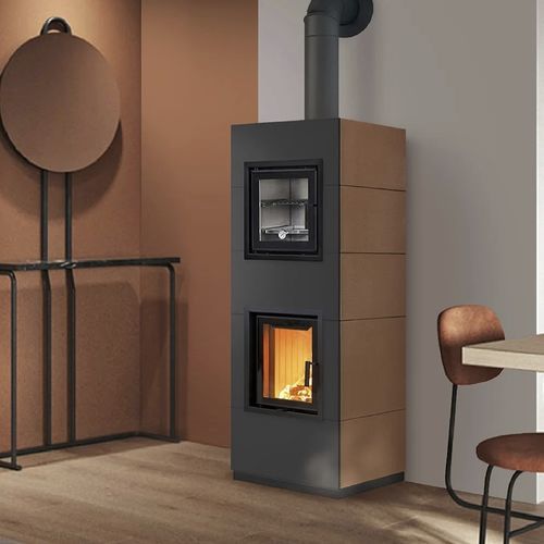 Stufa a legna - COOK - Cerampiù Srl - elettrica / 8 kW / multicombustibile