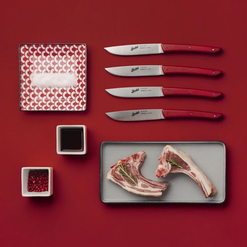 Coltello da bistecca con manico in plastica - COLOR SET OF 4 RED - Berkel - con lama in acciaio inossidabile