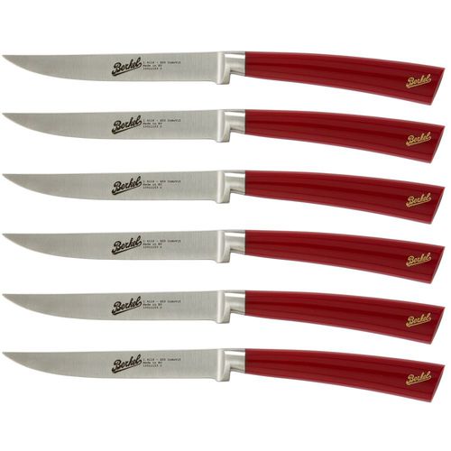 Coltello da bistecca con manico in resina - ELEGANCE SET OF 6 RED - Berkel - con lama in acciaio inossidabile