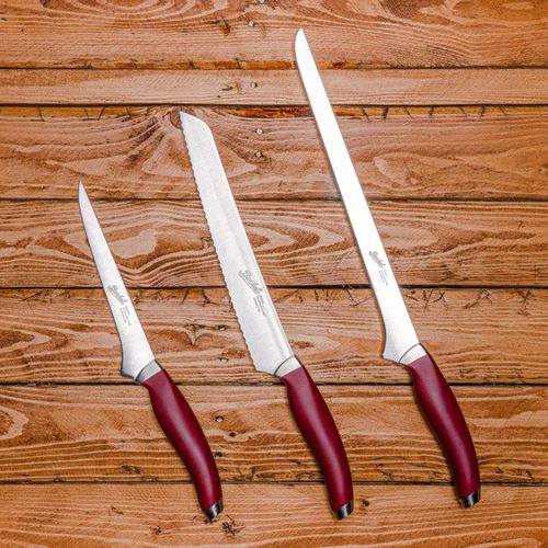 Coltello da cucina con manico in plastica - TEKNICA SET OF 3 RED - Berkel - con lama in acciaio inossidabile