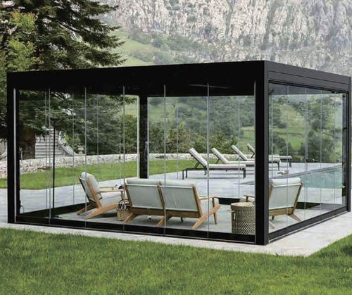 Pergola autoportante - EZ Cover™ Sliding Door - Catalina Spas - in alluminio / con rivestimento in vetro temperato / con illuminazione LED integrata