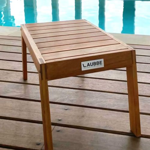 Tavolo d'appoggio contemporaneo - Laubbe Design SL - in legno / in teak / con supporto in legno