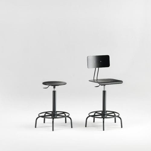 Sgabello contemporaneo - ICON M345 – M347 - Emme Italia srl - in faggio / con supporto in metallo / a 5 razze