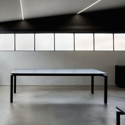 Tavolo da riunione contemporaneo - Q60T - Emme Italia srl - in legno / con supporto in acciaio / rettangolare