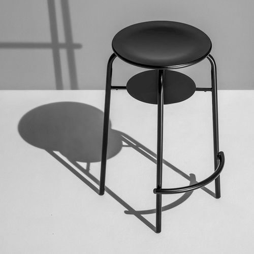 Sgabello contemporaneo - ICON ACADEMIA - Emme Italia srl - in legno / con supporto in metallo / rotondo
