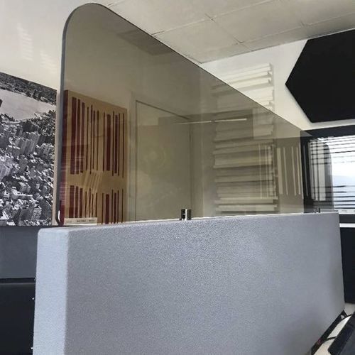 Pannello fonoassorbente su scrivania - SCRIVANIA - Oudimmo Acoustic Design - in policarbonato / rettangolare / aspetto tessuto