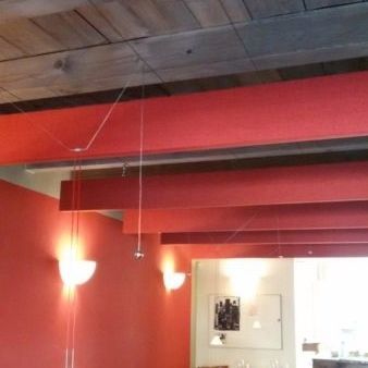 Baffle acustico in lana minerale - AKUPAN® - Oudimmo Acoustic Design - sospeso / rettangolare / decorativo