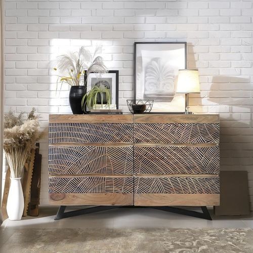Credenza in metallo - 1375 - Giner y Colomer - in acacia / in legno intagliato / con cassetti