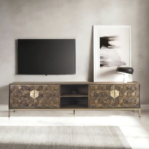 Mobile porta TV contemporaneo - 1696 - Giner y Colomer - 4 porte / in legno / in metallo