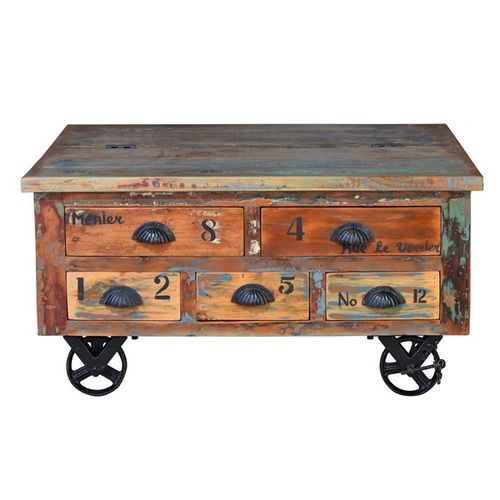 Tavolino basso contemporaneo - 6300 - Giner y Colomer - in metallo / in legno di recupero / con supporto in alluminio