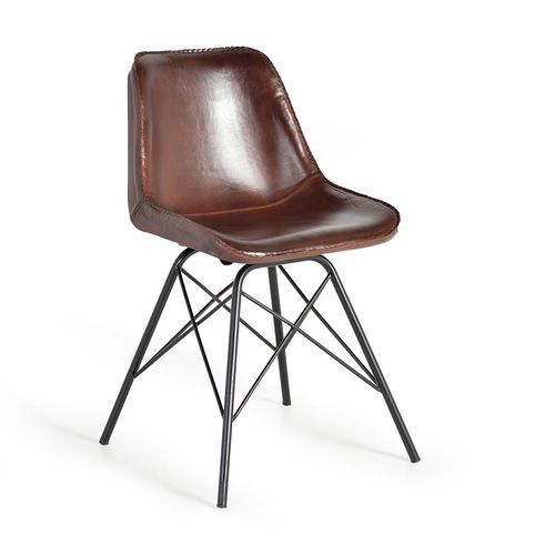 Sedia in stile industriale - 6751 - Giner y Colomer - in pelle / con supporto in metallo / con 4 gambe