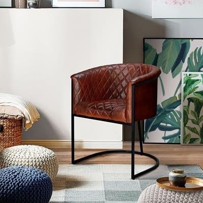 Poltrona contemporanea - 6747 - Giner y Colomer - in pelle / in metallo / marrone