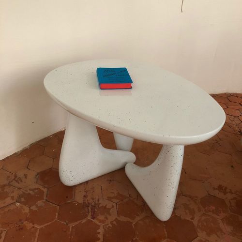 Tavolo d'appoggio design - TRADITION PIERRE - in pietra lavica smaltata / geometrico / artigianale