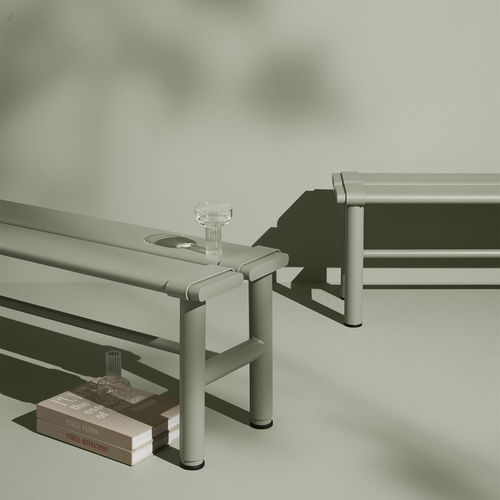 Set tavolo e panca design - PARKER - MIZETTO AB - in metallo / in bambù / da giardino