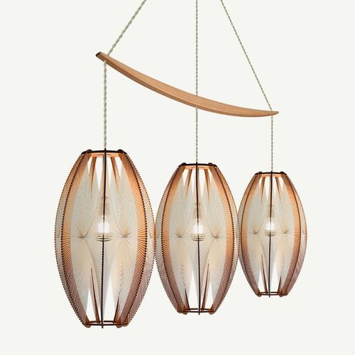 Lampadario contemporaneo - DJEMINO ARC - LAFABLIGHT - in cotone / in legno / in rovere