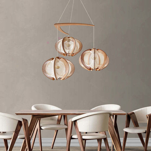Lampadario contemporaneo - ECHINO TWIST CROISÉ - LAFABLIGHT - in cotone / in legno / in rovere