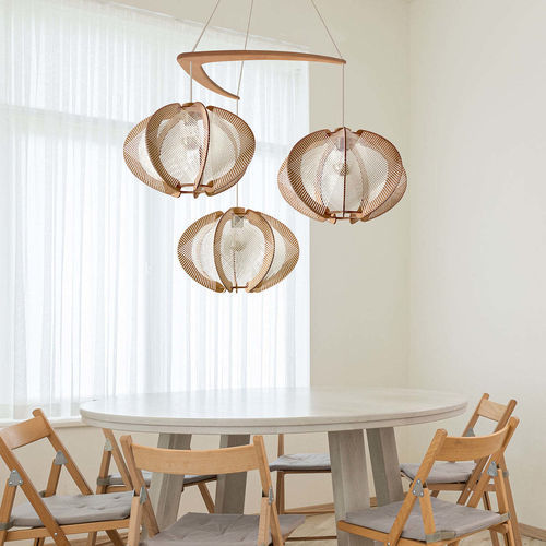 Lampadario contemporaneo - ECHINO CROISÉ - LAFABLIGHT - in cotone / in legno / in rovere