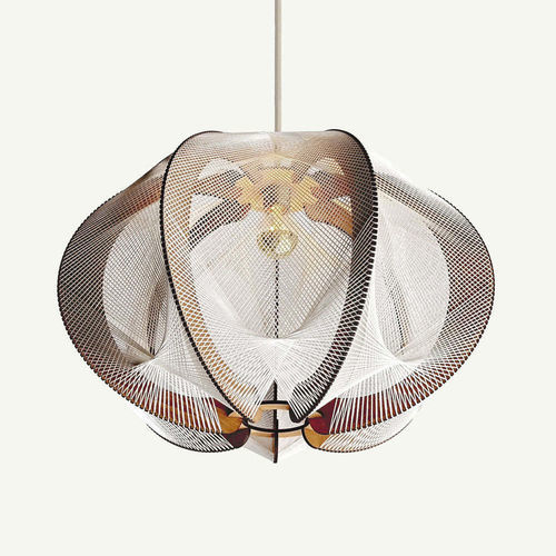Lampada a sospensione - ECHINO L TWIST CROISÉ - LAFABLIGHT - in cotone / in rovere / in legno