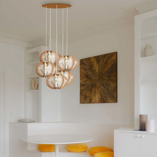 Lampadario contemporaneo - ECHINO TWIST - LAFABLIGHT - in rovere / in legno / in cotone