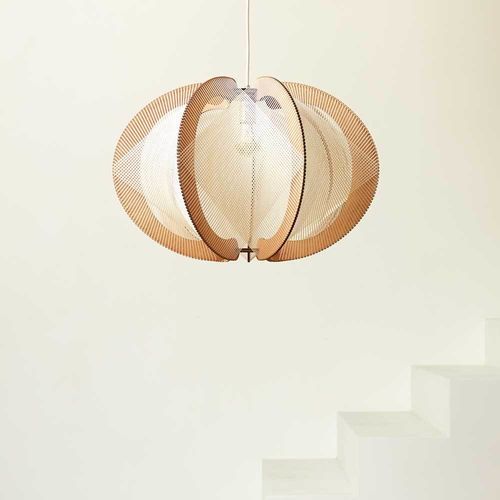 Lampada a sospensione - ECHINO L CROISÉ - LAFABLIGHT - in cotone / in rovere / in legno
