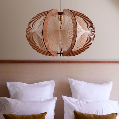 Lampada a sospensione - ECHINO L TWIST - LAFABLIGHT - in cotone / in rovere / in legno