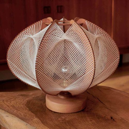 Lampada da tavolo - ECHINO TWIST CROISÉ - LAFABLIGHT - in rovere / in cotone / in legno