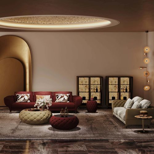 Divano tradizionale - GOLF THEMED  - DASH CASA GROUP CO.LTD - in pelle / con braccioli / imbottito