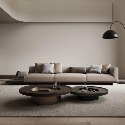 Tavolino basso contemporaneo - CONCENTRIC  - DASH CASA GROUP CO.LTD - in metallo / in titanio / in metallo spazzolato
