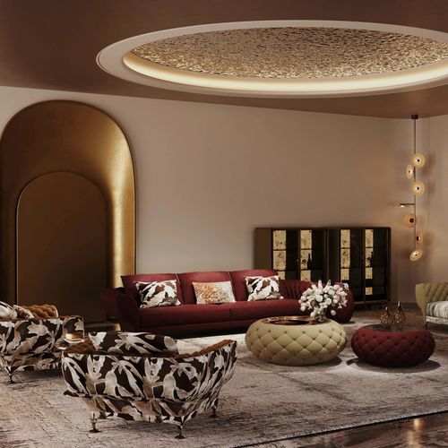 Tavolino basso contemporaneo - GOLF THEMED - DASH CASA GROUP CO.LTD - in ottone / in pelle / in marmo