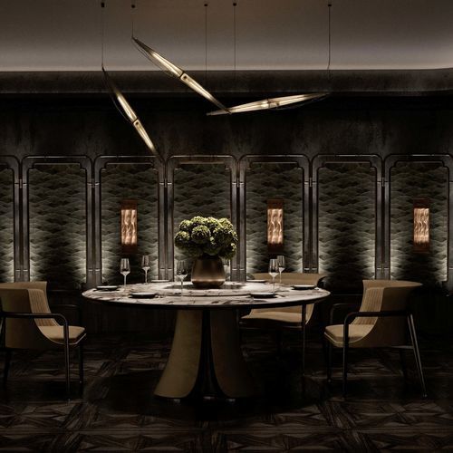 Tavolo da pranzo contemporaneo - ZUNYUN CHENGJING  - DASH CASA GROUP CO.LTD - in ottone / in pelle / in legno di rosa