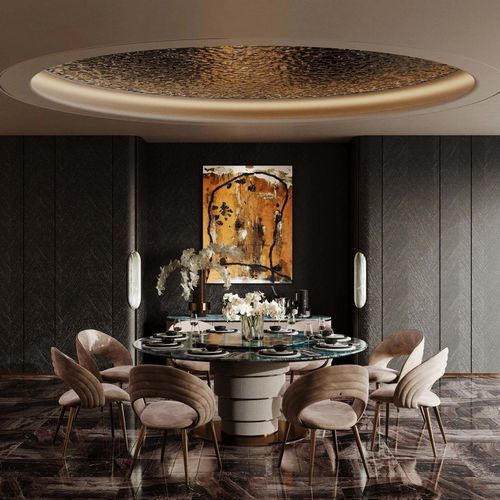 Tavolo da pranzo contemporaneo - HESTIA’S ODE - DASH CASA GROUP CO.LTD - in metallo / in metallo verniciato / in marmo