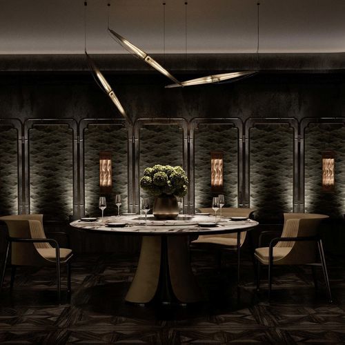 Tavolo da pranzo contemporaneo - ZUNYUN CHENGJING - DASH CASA GROUP CO.LTD - in ottone spazzolato / in pelle / impiallacciato in legno