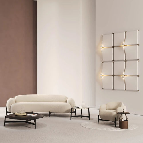 Poltrona contemporanea - PEBBLE  - DASH CASA GROUP CO.LTD - in tessuto / in legno massiccio / imbottita