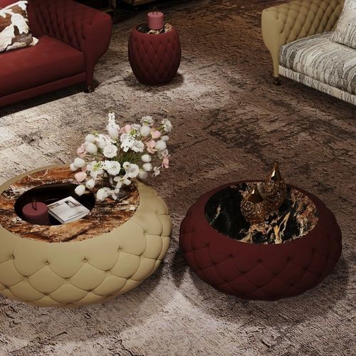Tavolino basso contemporaneo - GOLF THEMED  - DASH CASA GROUP CO.LTD - in ottone spazzolato / in pelle / in marmo