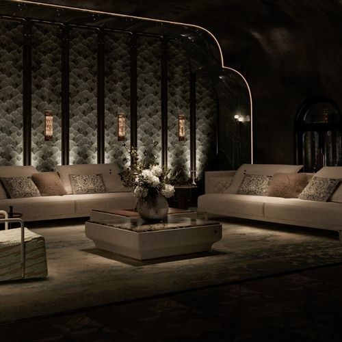 Tavolino basso moderno - SACRED GALLERY GRACE - DASH CASA GROUP CO.LTD - in ottone spazzolato / impiallacciato in legno / in noce