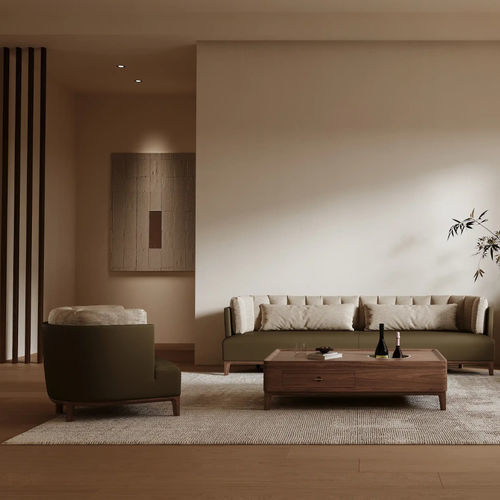Tavolino basso moderno - SHAN ZHU  - DASH CASA GROUP CO.LTD - in metallo / in noce americano / con supporto in metallo