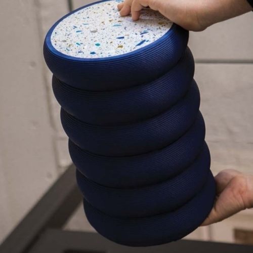 Vaso da giardino in plastica - KÁVOS 03 - BlueCycle - in terrazzo / rotondo / Made in Italy