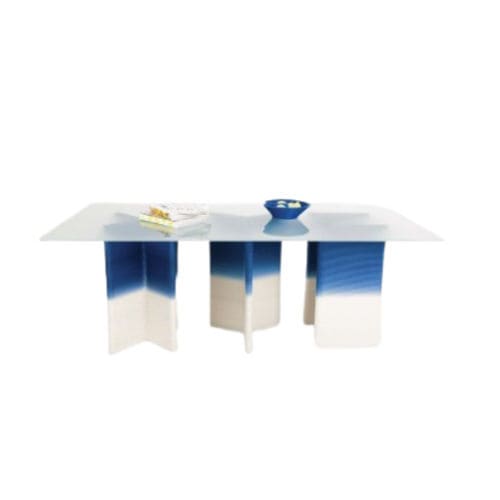 Tavolo contemporaneo - AXIS 01 - BlueCycle - in vetro / con supporto in plastica / verticale