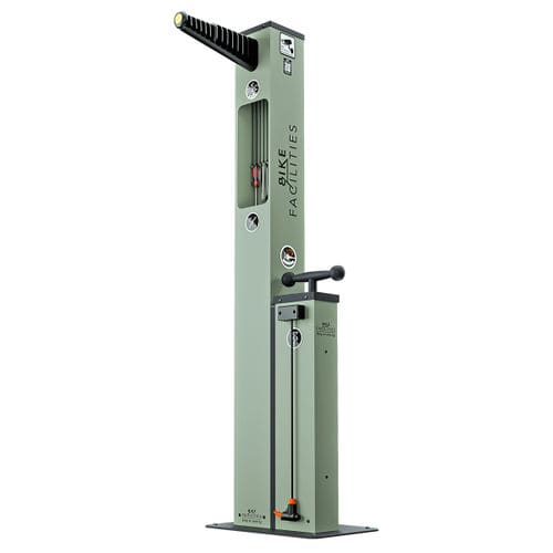 Stazione di riparazione biciclette in alluminio - STOP&GO-PLUS - Manlu - in acciaio inossidabile / in plastica / con pompa di gonfiaggio
