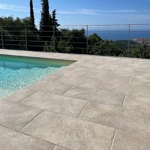 Piastrella in pietra sinterizzata - IKTO Design - finitura naturale / da esterno / per bagnasciuga di piscina