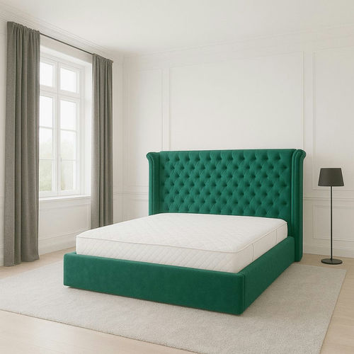 Letto a due posti - DBF-799 - UAB "Dzūkijos baldų fabrikas" - contemporaneo / con testiera imbottita / salvaspazio