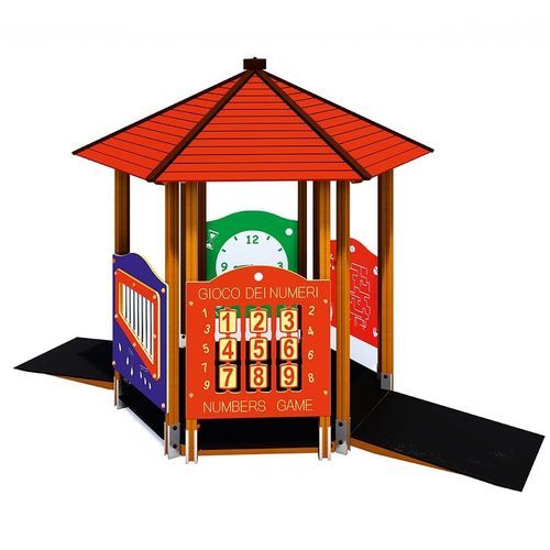Casetta da gioco per parco giochi - CASETTA MULTIGIOCO  - MACAGI s.r.l. - a pavimento / in legno / interattiva