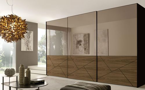 Armadio contemporaneo - LUCY - benedetti MOBILI - in legno / in vetro / a porte scorrevoli