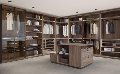 Cabina armadio ad angolo - ALBA - benedetti MOBILI - contemporanea / in legno / in vetro