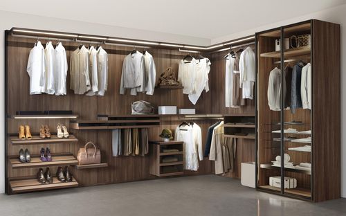 Cabina armadio ad angolo - ARIA - benedetti MOBILI - contemporanea / in legno / in vetro