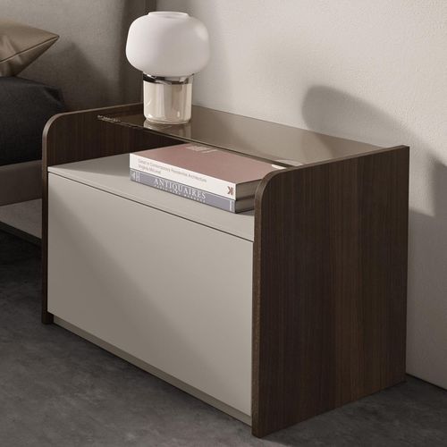 Comodino contemporaneo - Idea - benedetti MOBILI - in legno / in vetro temprato / rettangolare