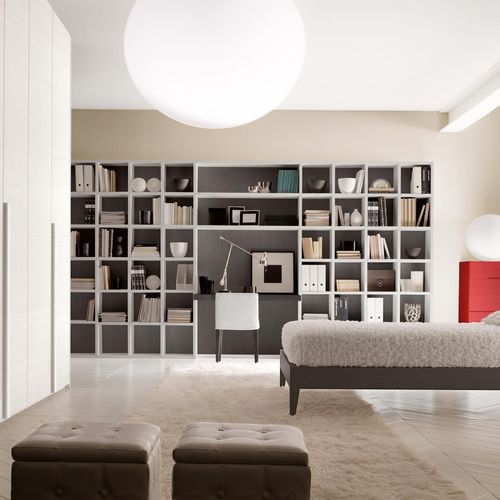 Scrivania contemporanea - AMICI - WH/GR  - benedetti MOBILI - in legno / dritta / grigia
