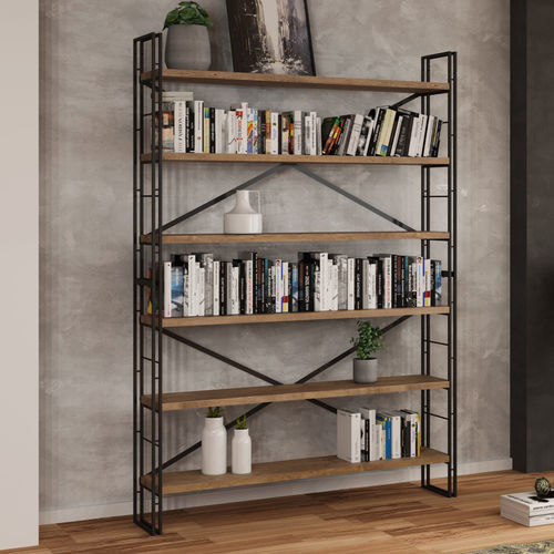 Libreria design industriale - LOFT  - REK TUŁAZY Sp. z o.o. - contract / in acciaio con rivestimento a polvere / in legno oliato