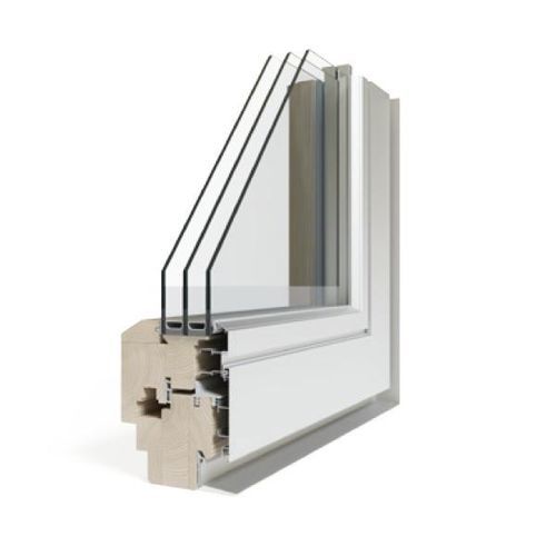 Finestra legno alluminio - COMPLANARE - lesna - a tripli vetri / acustica / termoisolante