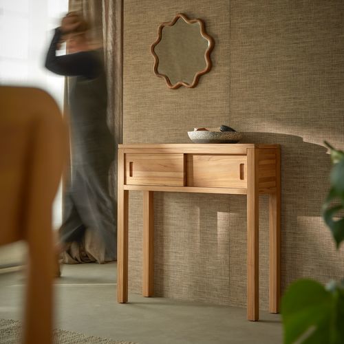 Consolle contemporanea - ANTON - TICKET FOR THE MOON - in legno massiccio / in teak / rettangolare